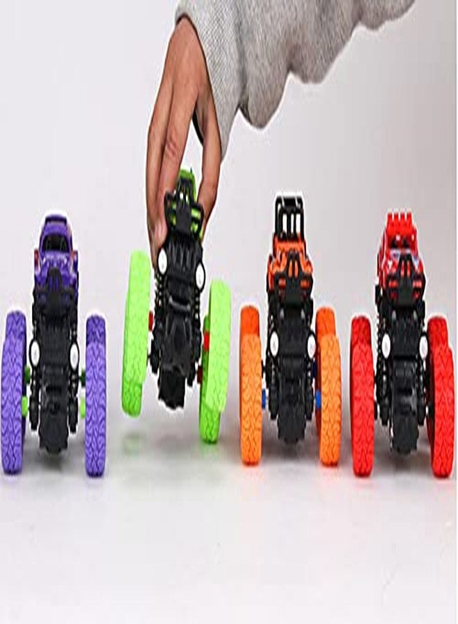 PULSBERY لعبة شاحنة الوحش الصغيرة من بولسبري تعمل بالاحتكاك للأطفال، متعددة الألوان، عبوة من قطعة واحدة (عبوة من 4 قطع) - Image 5